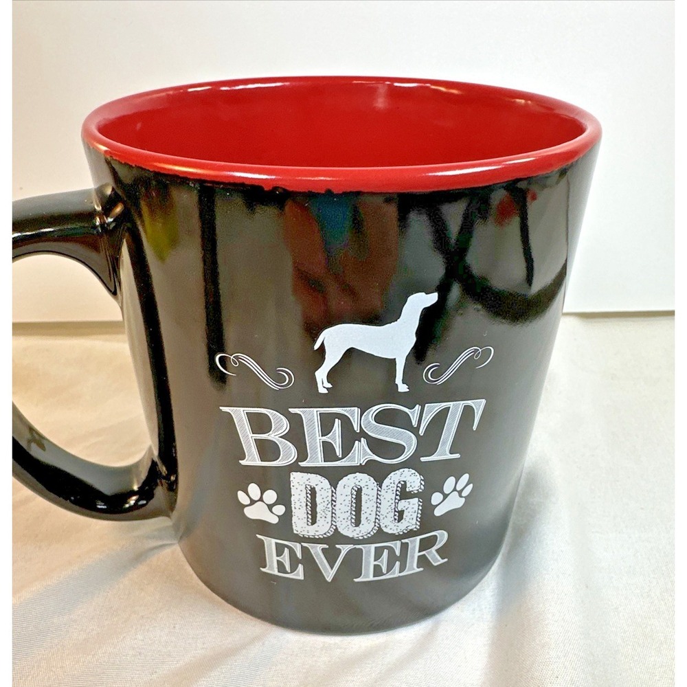 TMD "Best Dog Ever" Mug Logo on Both Sides, Red Interior - Picture 2 of 8